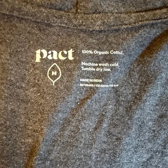 Pact Organic Cotton Bathrobe Gray Tie Waist Medium - Picture 6 of 9